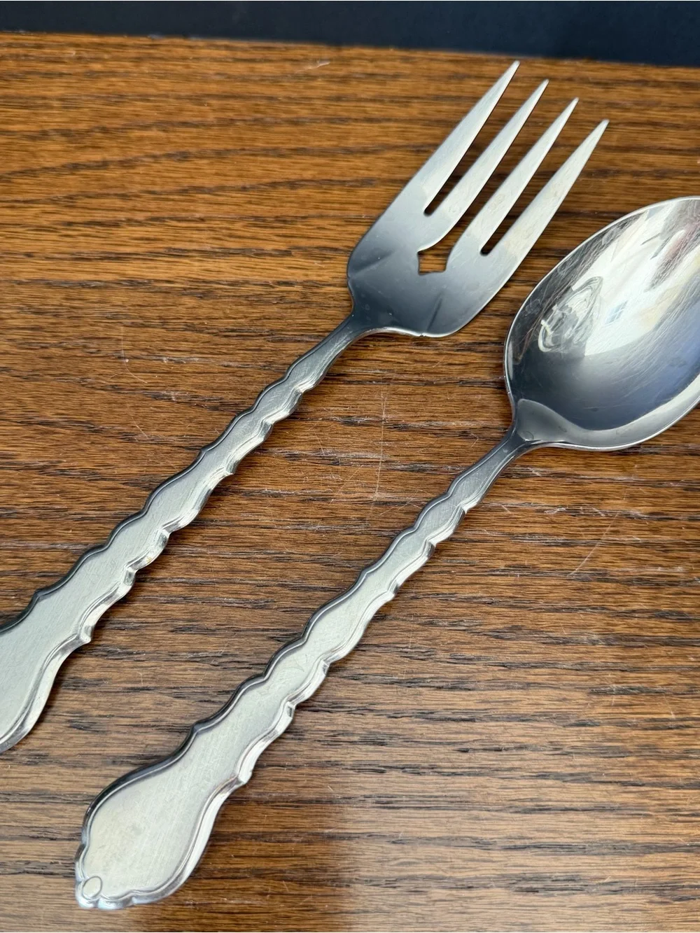 Oneida Cello Valerie Serving Spoon Fork Set Vintage‎ Stainless Flatware
